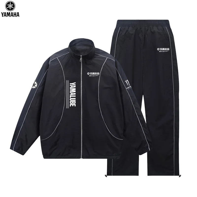 Yamaha logo men's motorcycle jacket set, with multi-color design, lightweight and casual, windproof and durable, made of high-qu
