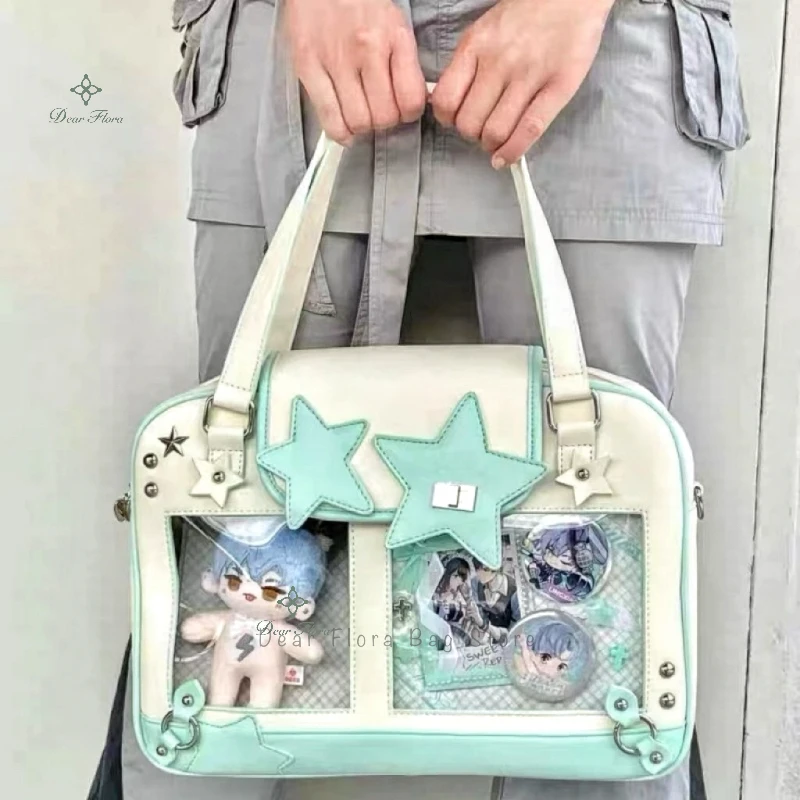 Y2K Trendy Star Ita Bag Lolita Girl Tasca trasparente Borsa a tracolla moda Borsa a tracolla da donna con display fai da te Borsa carina