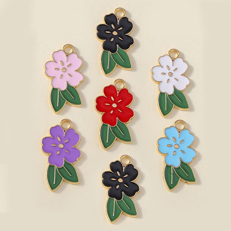 10 Stück süße Kirschblume Charms Anhänger Tropfen Öl Charm für Schmuckherstellung Ohrringe Armbänder Halsketten DIY handgemachte Accessoires