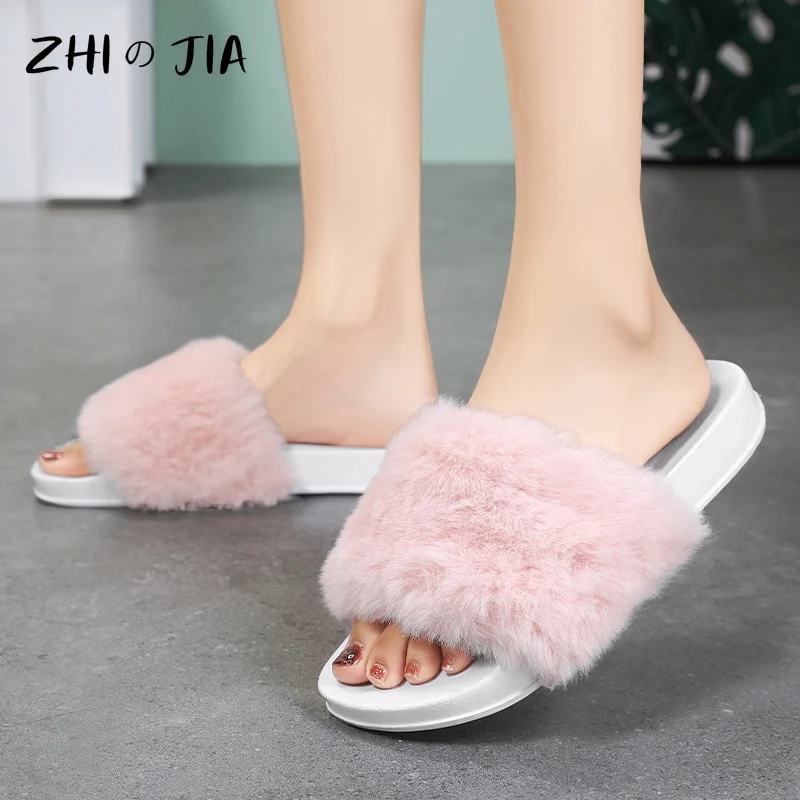 Classic Fashion Women\'s Plush One Word Slippers Winter Home Casual Shoes Cute Matching Footwear EVA Lightweight Fashion Shoes