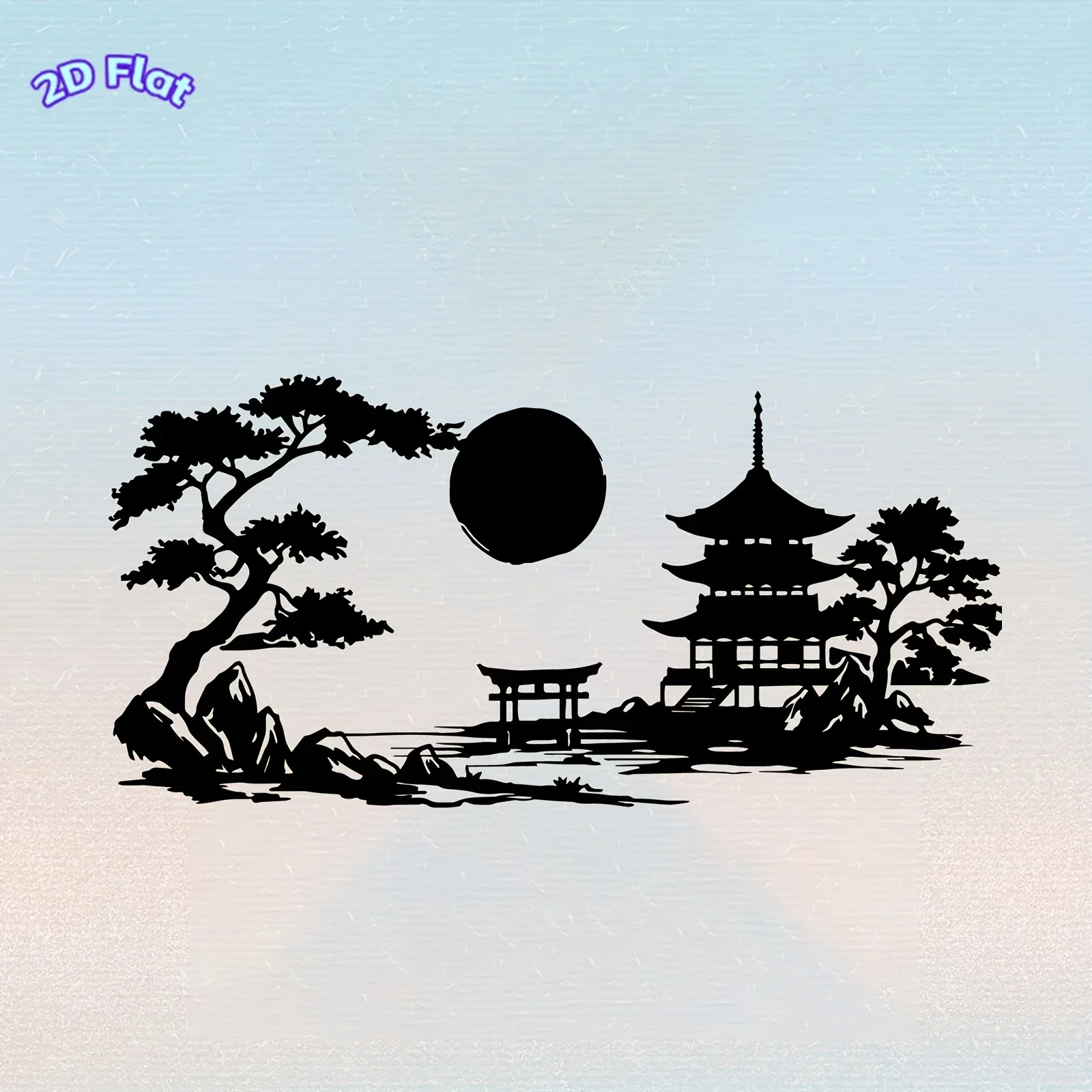 CIFBUY Wrought Iron Japanese Pagoda Wall Art, Durable Feng Shui Metal Bird Sanctuary Decor, Weatherproof Asian Garden Sculpture