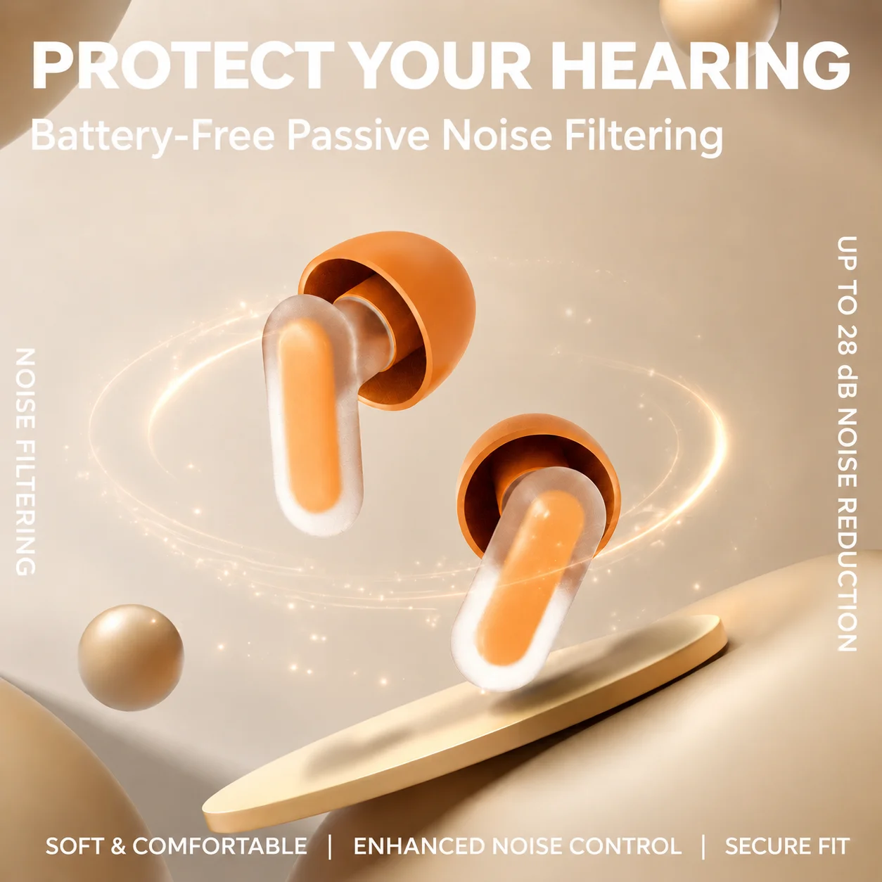 Olyga Reusable Noise Reducing Earplugs Up to 28dB with 4 Ear Tip Sizes for Sleep Study Travel Work  Side-sleeping friendly