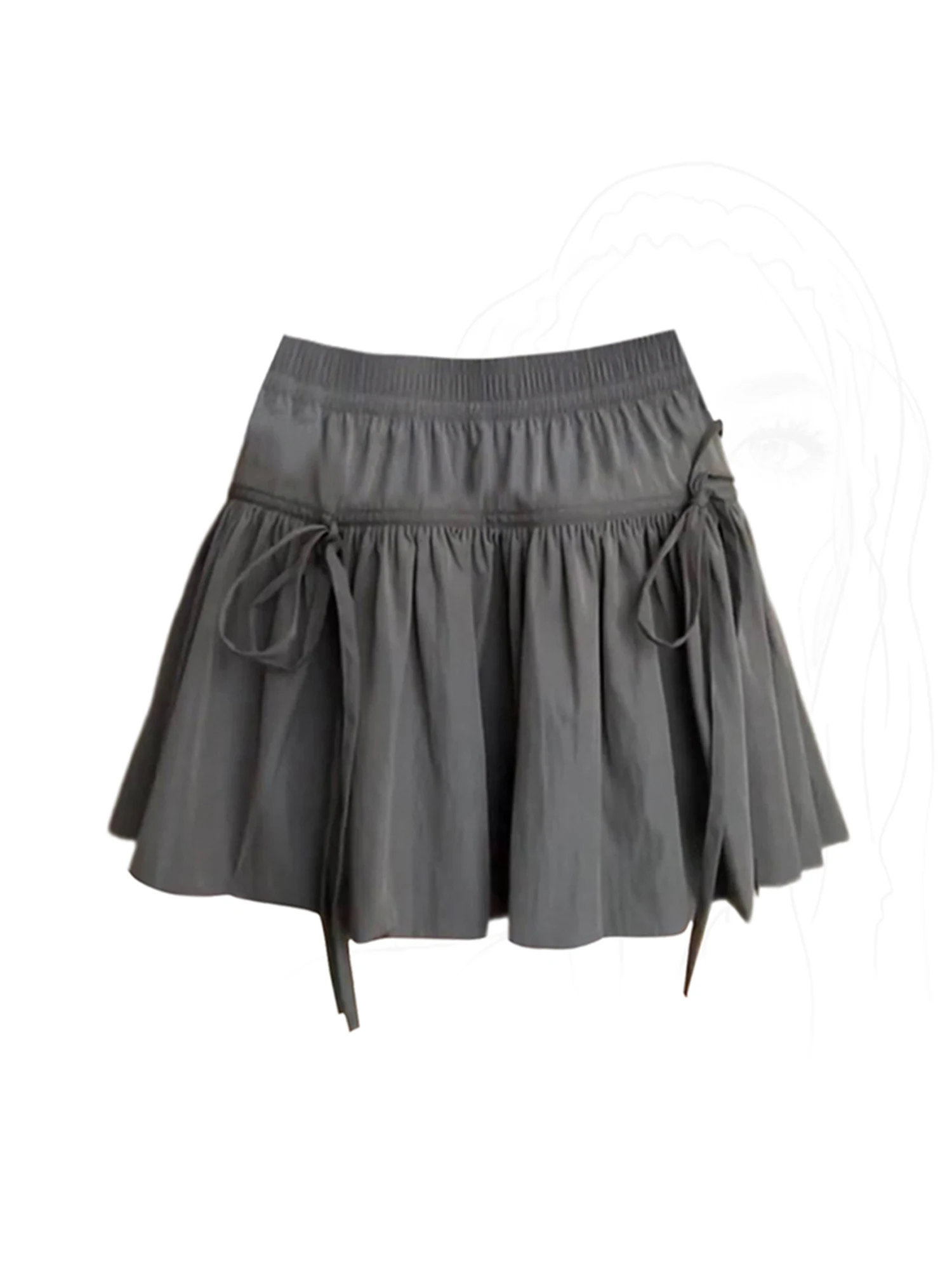 

Женская серая юбка, винтажная эстетичная мини-юбка большого размера, Harajuku, корейский стиль, Y2k, плиссированные юбки с бантом, одежда 2000-х годов, лето 2026