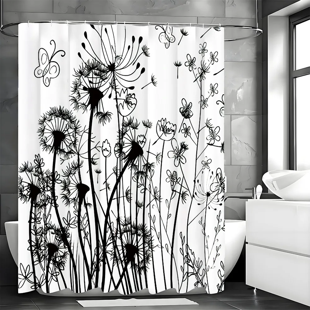 

Занавеска для душа с простой подкладкой в виде одуванчика, моющаяся грязеотталкивающая насадка для душа, водонепроницаемая полиэстеровая занавеска для ванны для домашнего декора