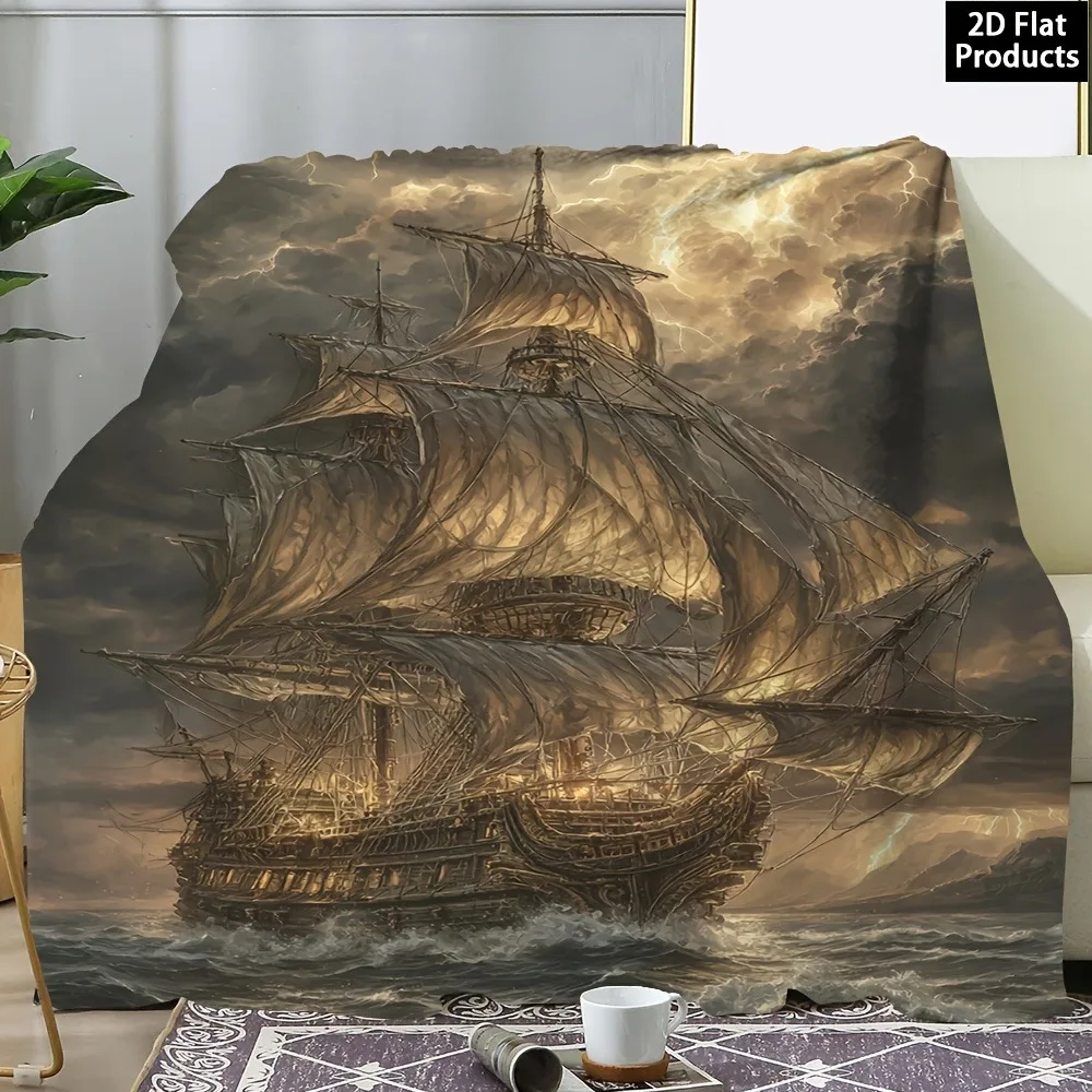 

Одеяло Epic Vintage Ship — мягкое одеяло с эффектным морским художественным узором для дивана-кровати