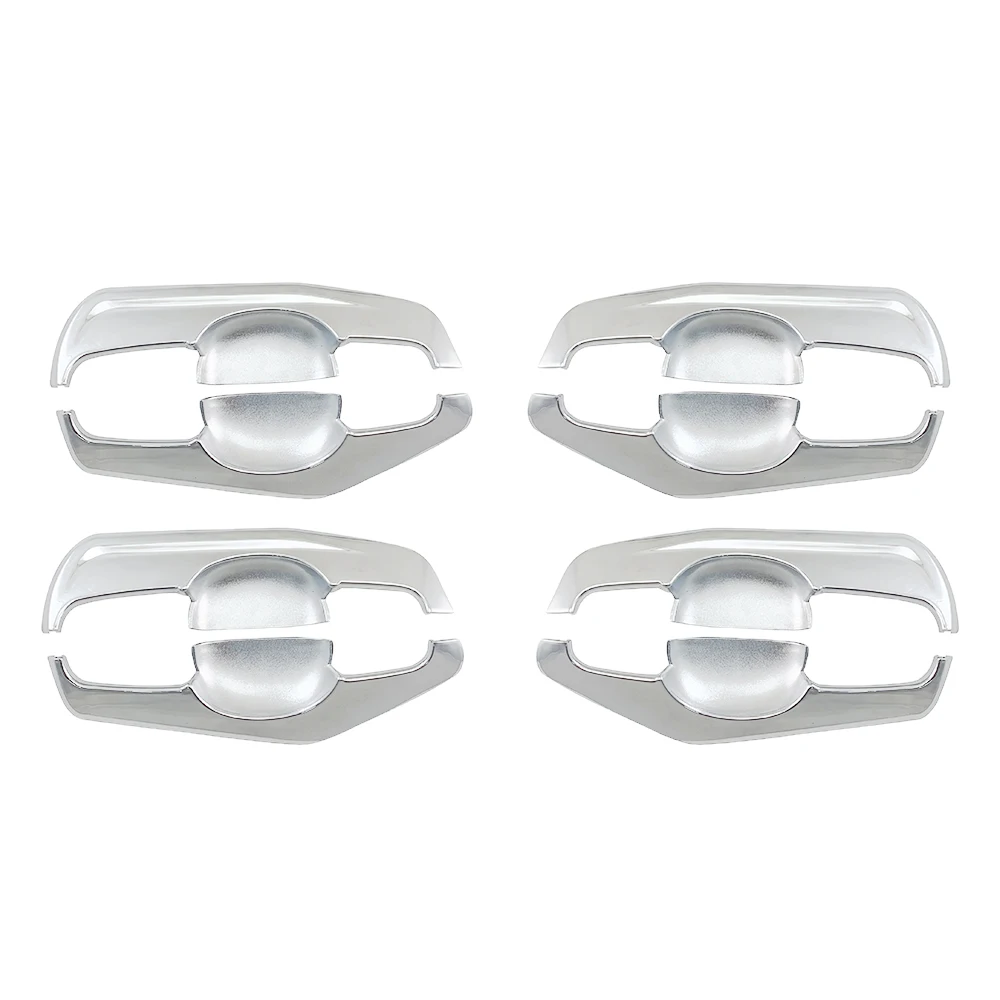 8 Pcs Chrome Silver Car Door Handle Bowl Covers For Toyota Kijang Innova 2012 -2015 High-Quality Silver Car Exterior Decoration
