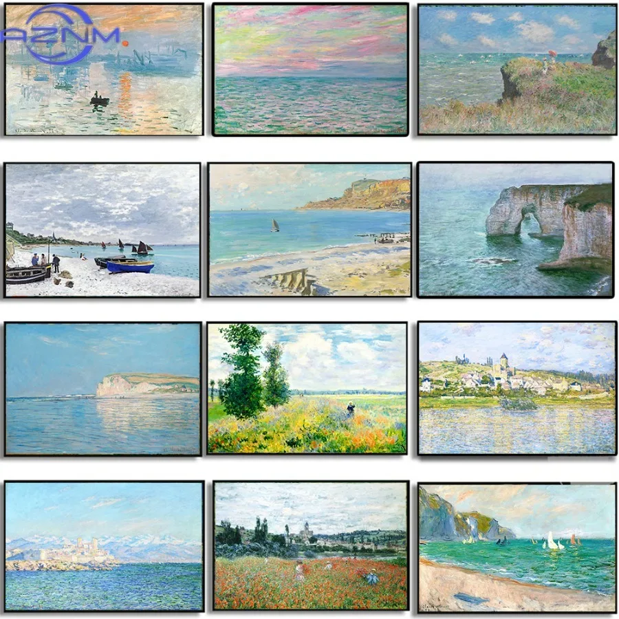 Claude Monet Abstract Retro Impressionist Wall Art Canvas Painting Nordic Posters And Prints Wall Pictures For Living Room Decor