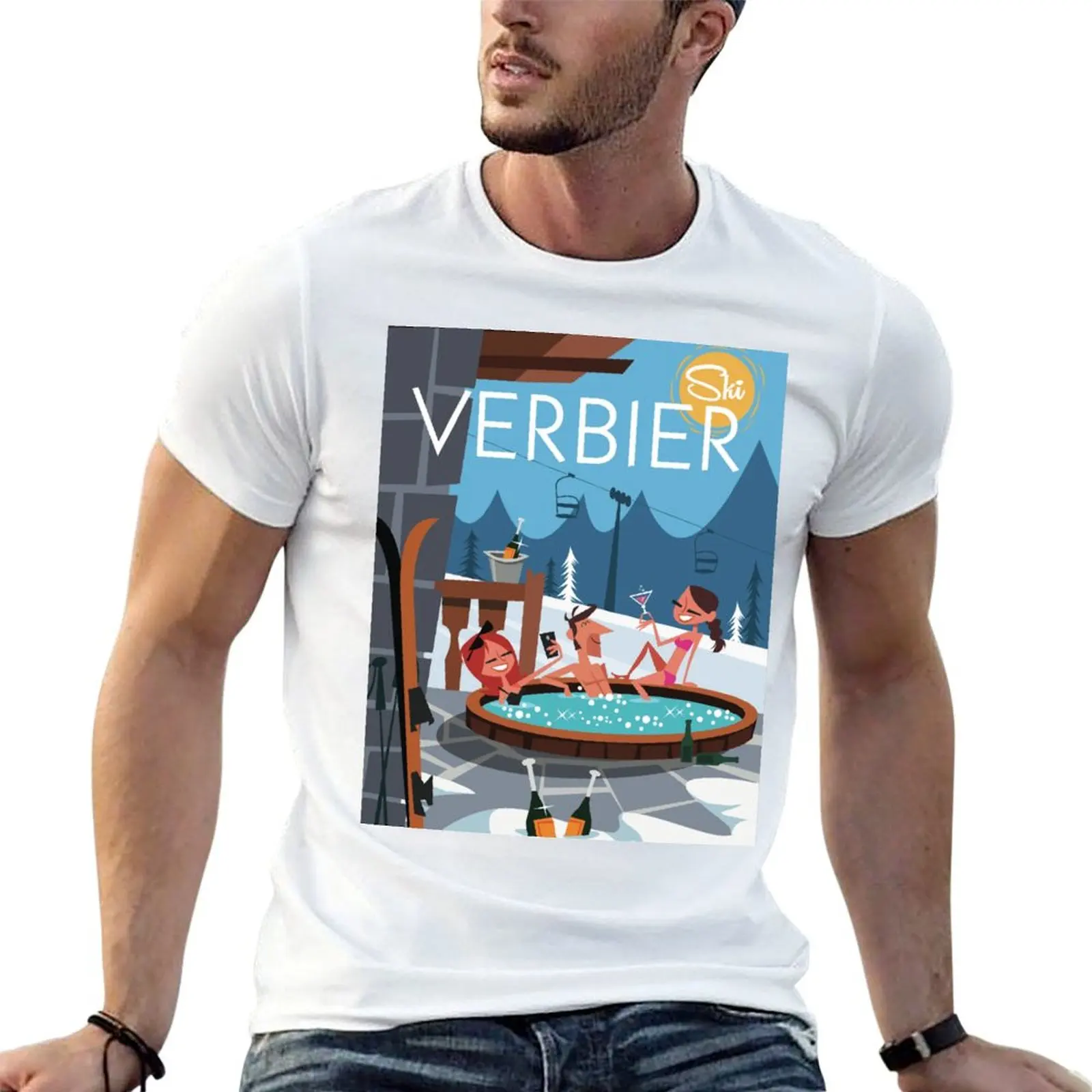 Ski Verbier Poster T-Shirt graphic tee shirt summer clothes mens t shirts top quality