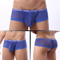 Men's U Convex Pouch Boxer Shorts for Young People Mesh Breathable Panties Sissy Low Waisted Underwear Sissy Sexy Tangas Hombre