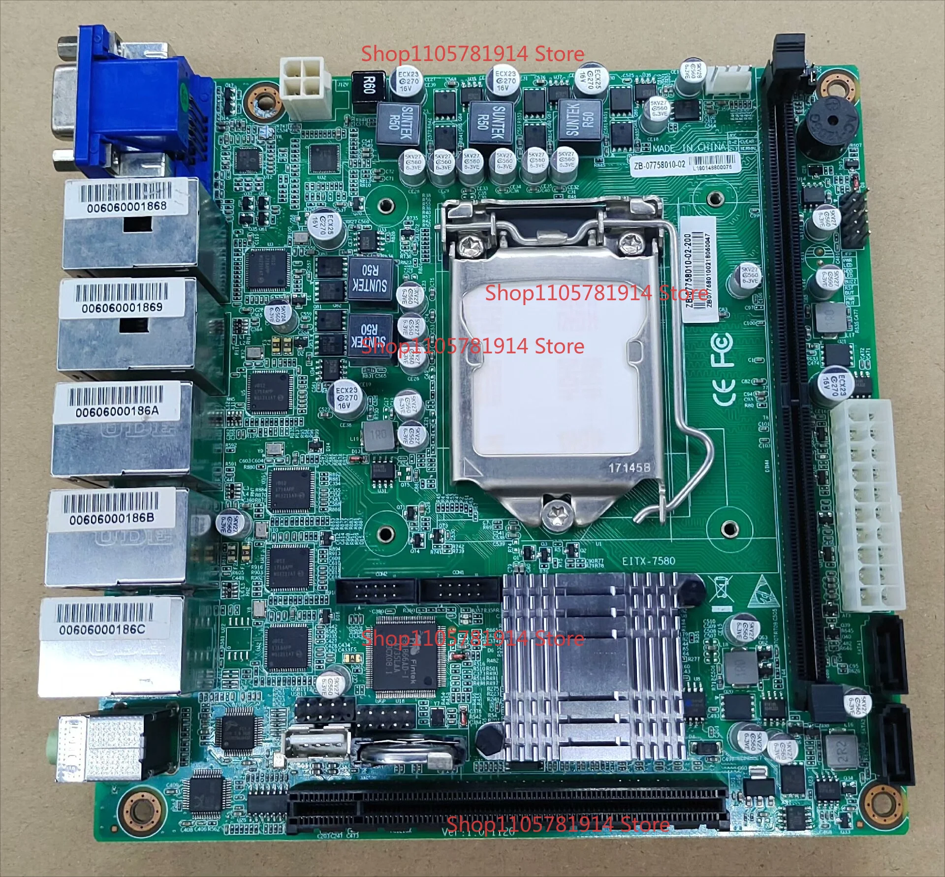 For EITX-7580 ZB-077580 Industrial Main Board DDR4 Support I5 I7 Sixth Generation Seventh Generation 5 Network Ports 1151