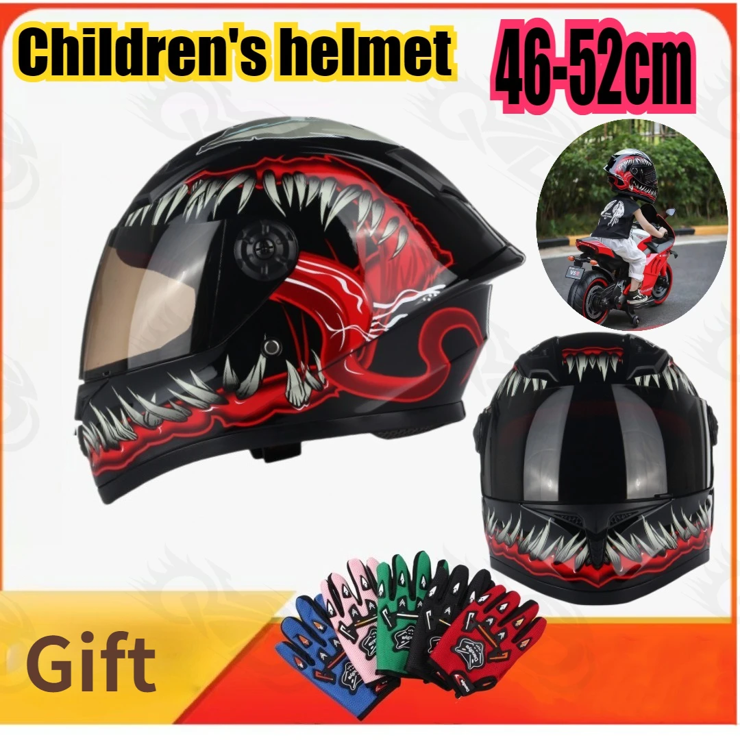 New Children's Motorcycle Cooling Children's Full Helmet Safety Helmet Four Seasons Certified Children's Helmet Free Gloves