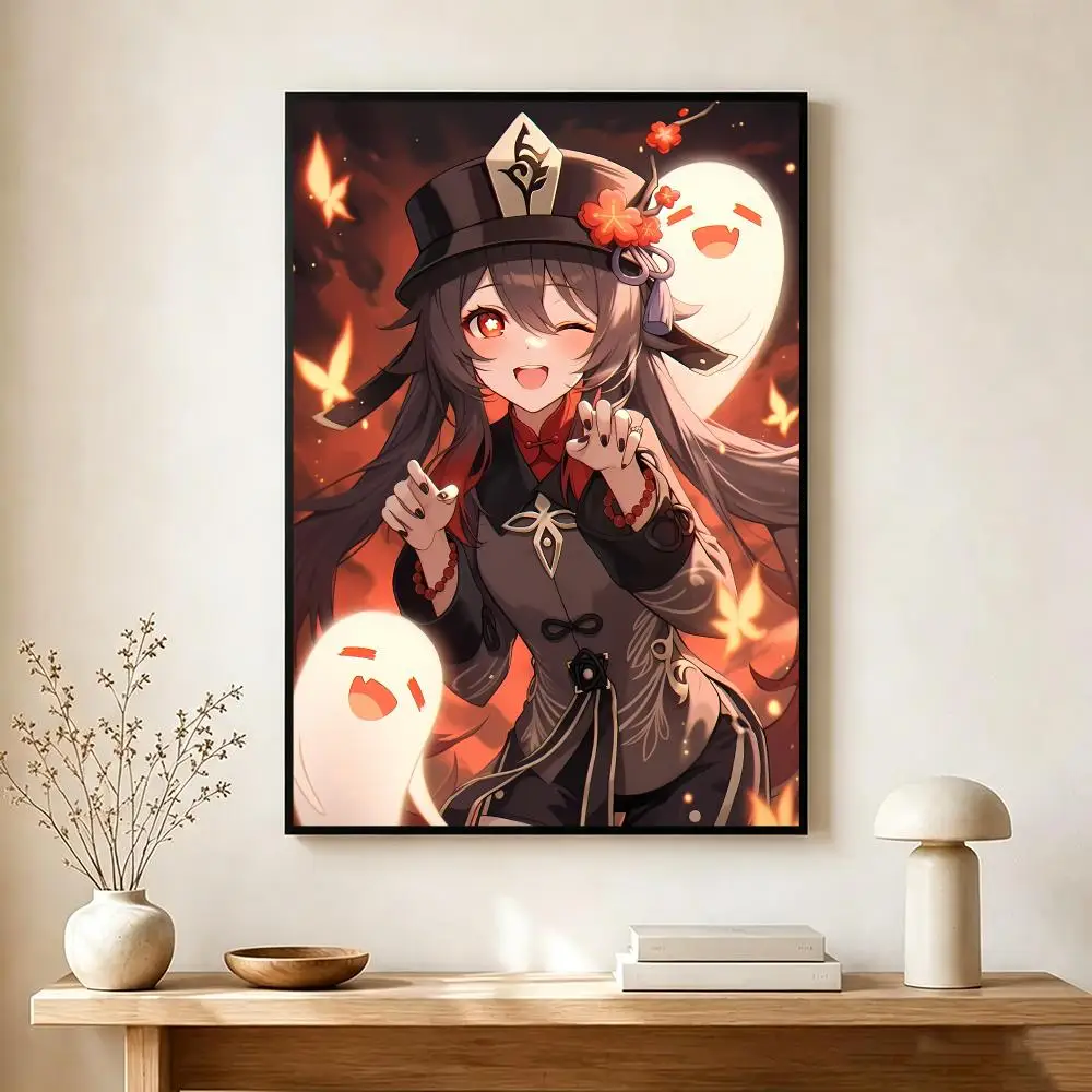 Playful Game Character G-Genshin Impact Hu Tao Poster Wall Art Print Decorative Mural Home Decor Gift Unframed