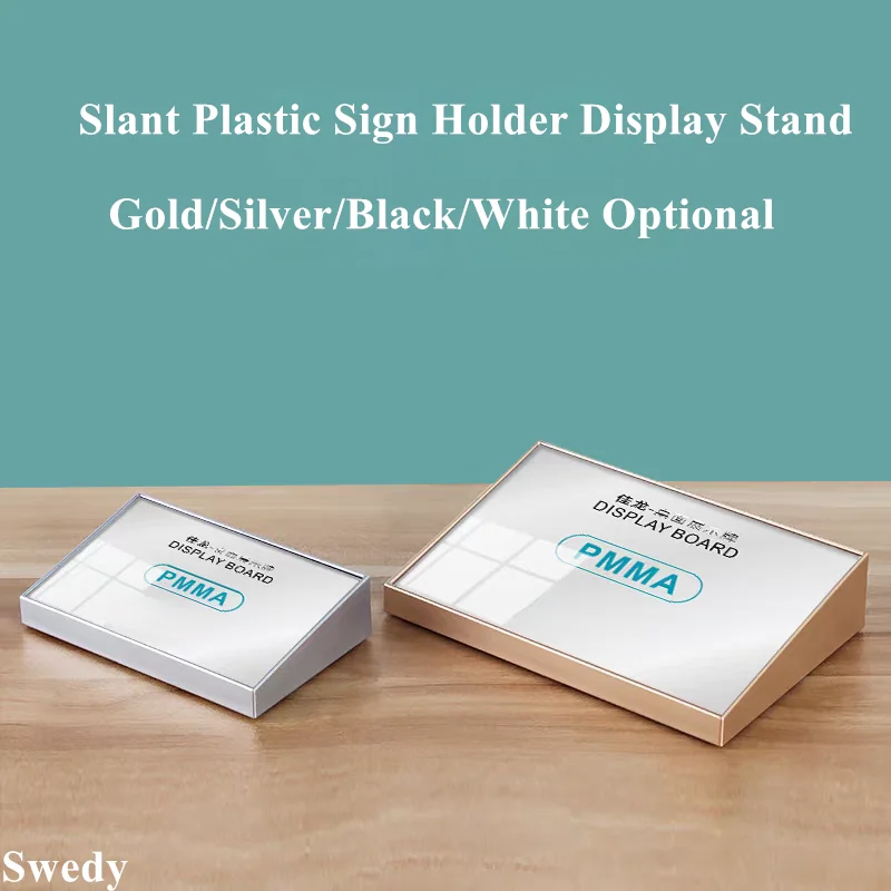 10 Pieces 90x54mm Slant Plastic Sign Holder Display Stand Table Number Card Holder Menu Holder Small Price Label Paper Card Tags