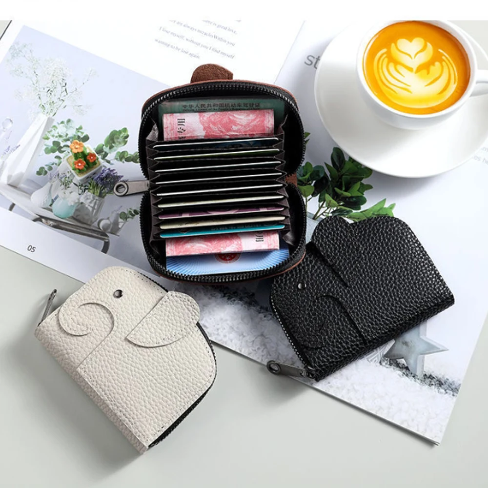 

Cartoon Elephant Shape Card Bag Cute Large Capacity Multi-Card Slots Card Holder Anti-Demagnetization Card Clip Case Portable