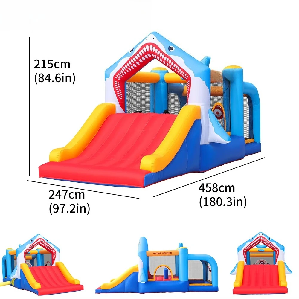 Newly Designed Shark Inflatable Bounce House With Multiple Children Bounce Castle for Kids