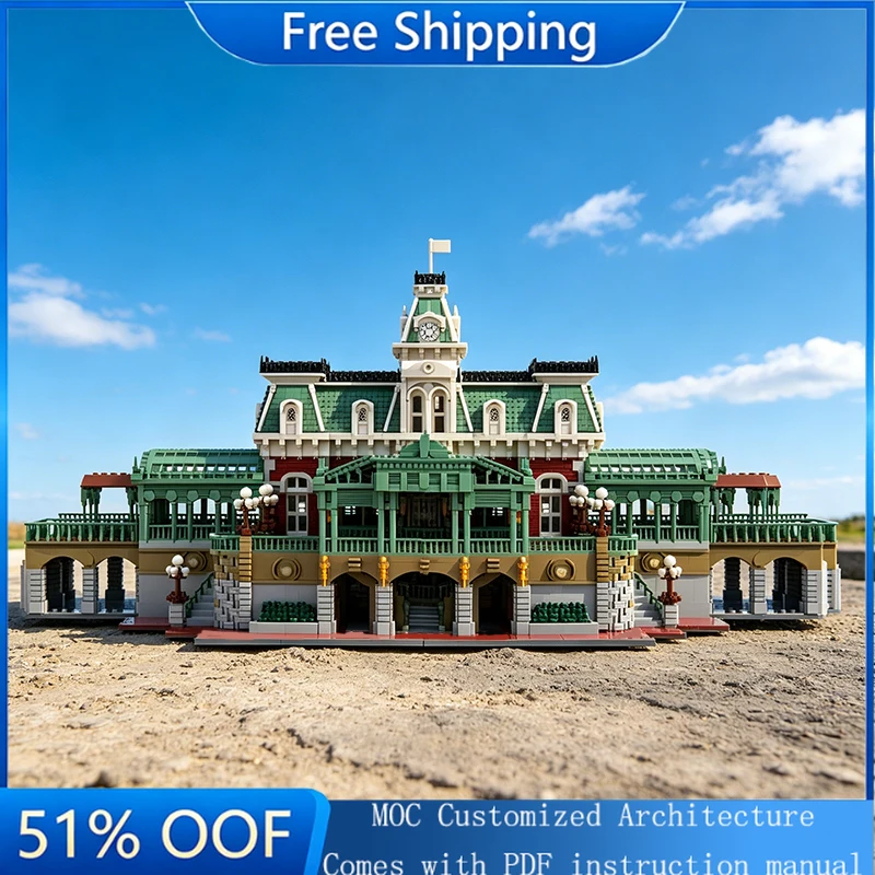 

19606 деталей MOC: Модель железной станции «Городская улица» в современном стиле, конструктор-головоломка, креативная сборная модель, подарки