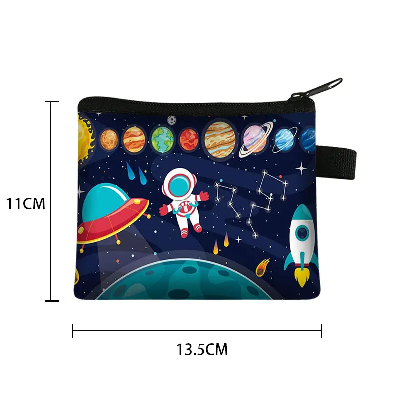 Alien UFO Druck Münz geldbörse Astronaut Universum Brieftasche Galaxie Planet Münze Reiß verschluss Beutel niedlichen Kreditkarte Geld Tasche kleine Brieftaschen