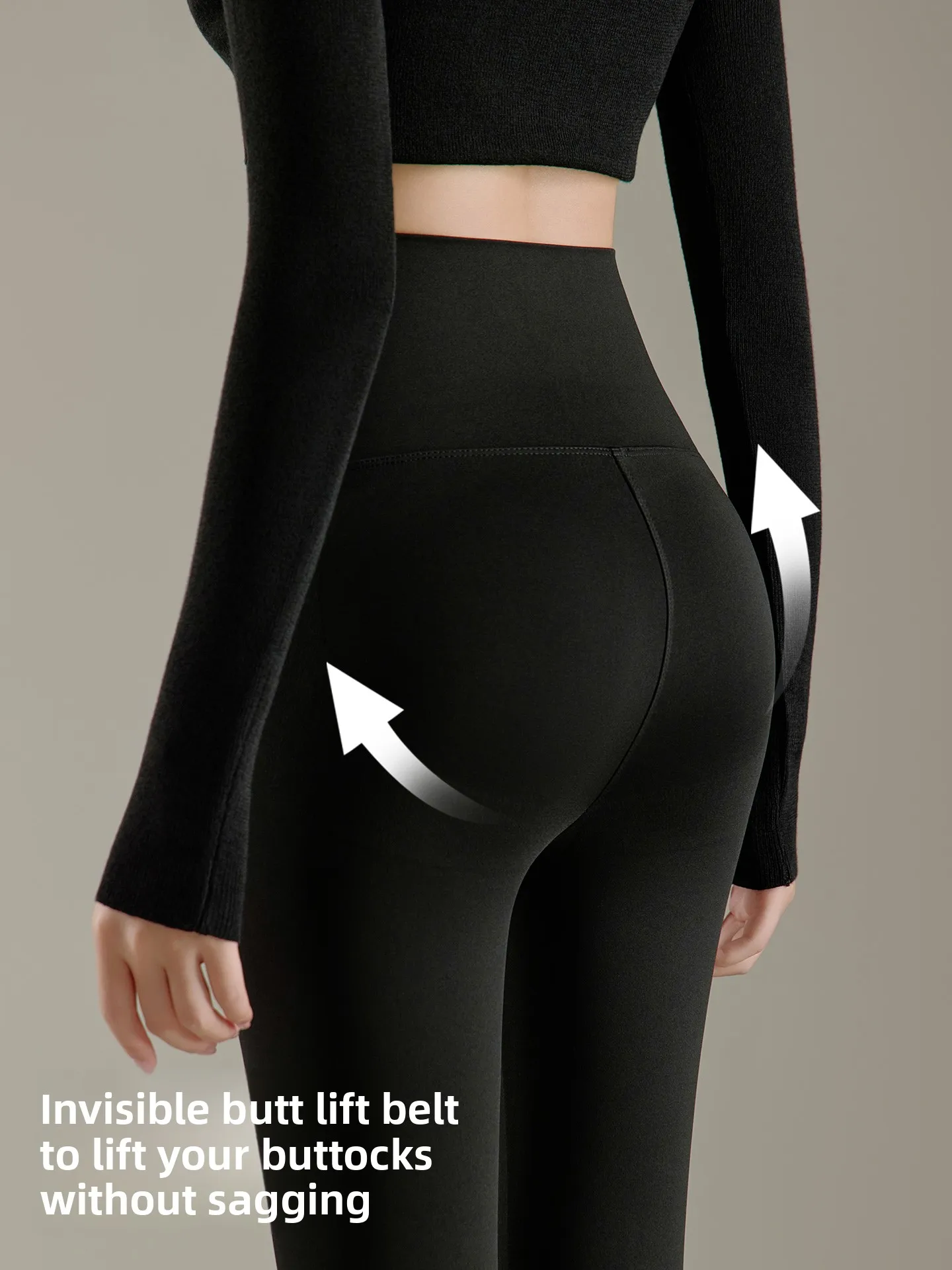 กางเกงโยคะเอวสูงบุซับในสีเนื้อสำหรับผู้หญิง กางเกงขายาวกันหนาวสำหรับฤดูใบไม้ร่วงและฤดูหนาว สไตล์ลำลอง เหมาะสำหรับใส่เที่ยวชมสถานที่