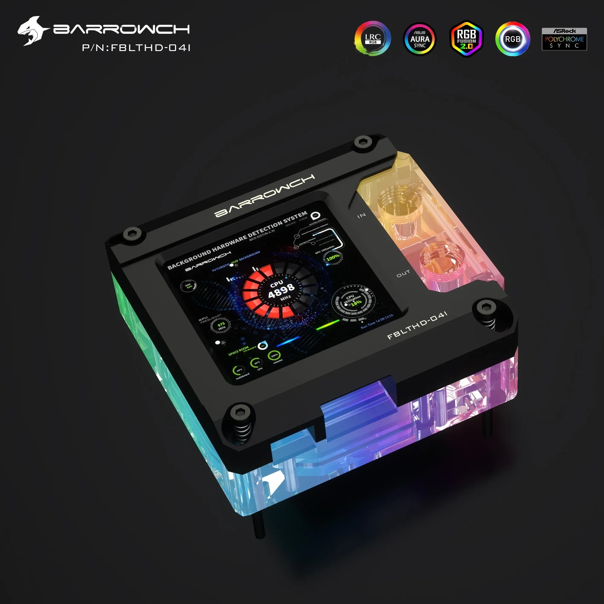 Barrowch CPU Water Cooler FBLTHD-04I V2/FBLTHDA-04N V2 Liquid Cooling Block for LGA115X 1200 1700 AM5 Water Cooling Building