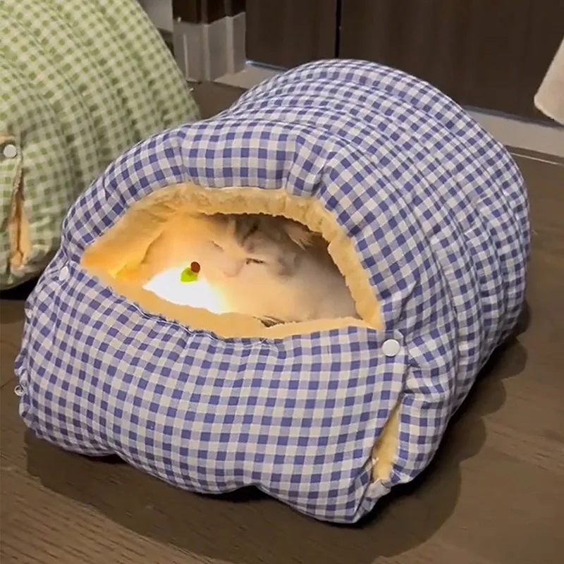 Cama nido cálida semi-cerrada para gatos y perros pequeños, saco - imagen 4