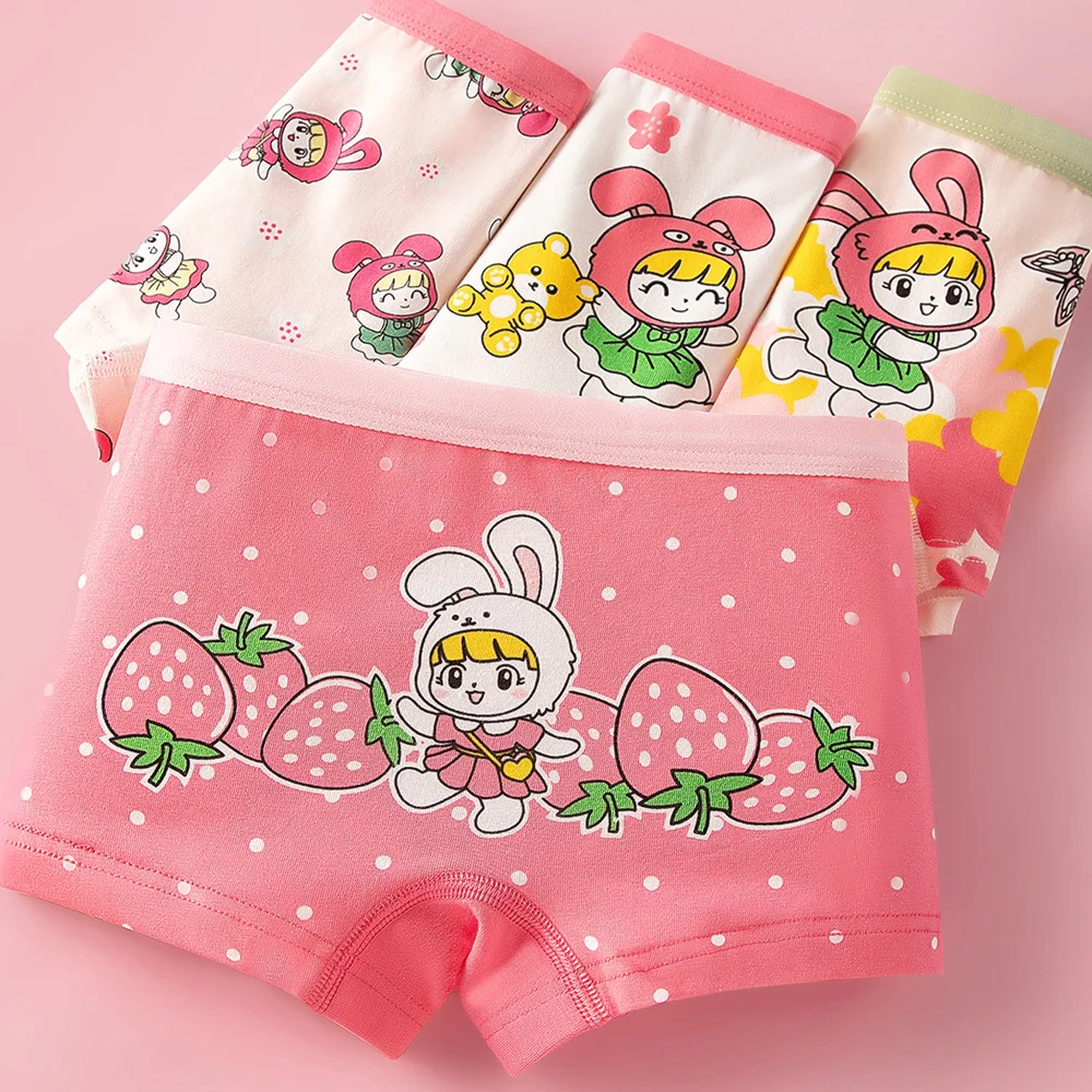 4pcs/Lot Kids Girl Underwear Set Boyshorts Comfortable Safety Panties Girls Cotton Cute Printing Briefs Children Cartoon Clothes