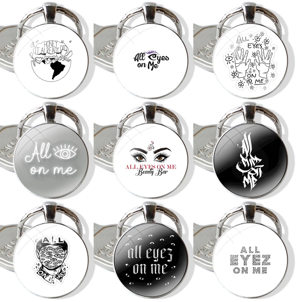 Keychain Handmade Glass Cabochon Key Ring Holder Pendant Key Chains All Eyes On Me Design