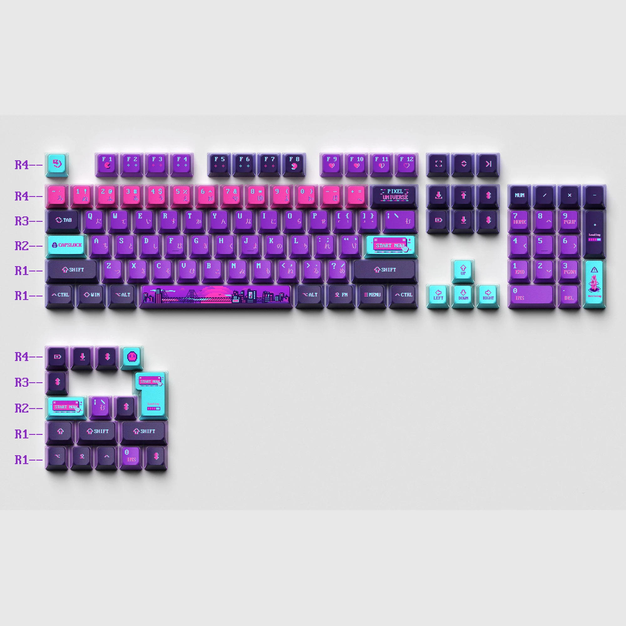 Double-Shot Pixel Universe Keycaps OEM Profile Custom PBT 121 Keycaps For Mechanical Backlit Keyboard GK64 GK61 Anne Pro 2 GH60