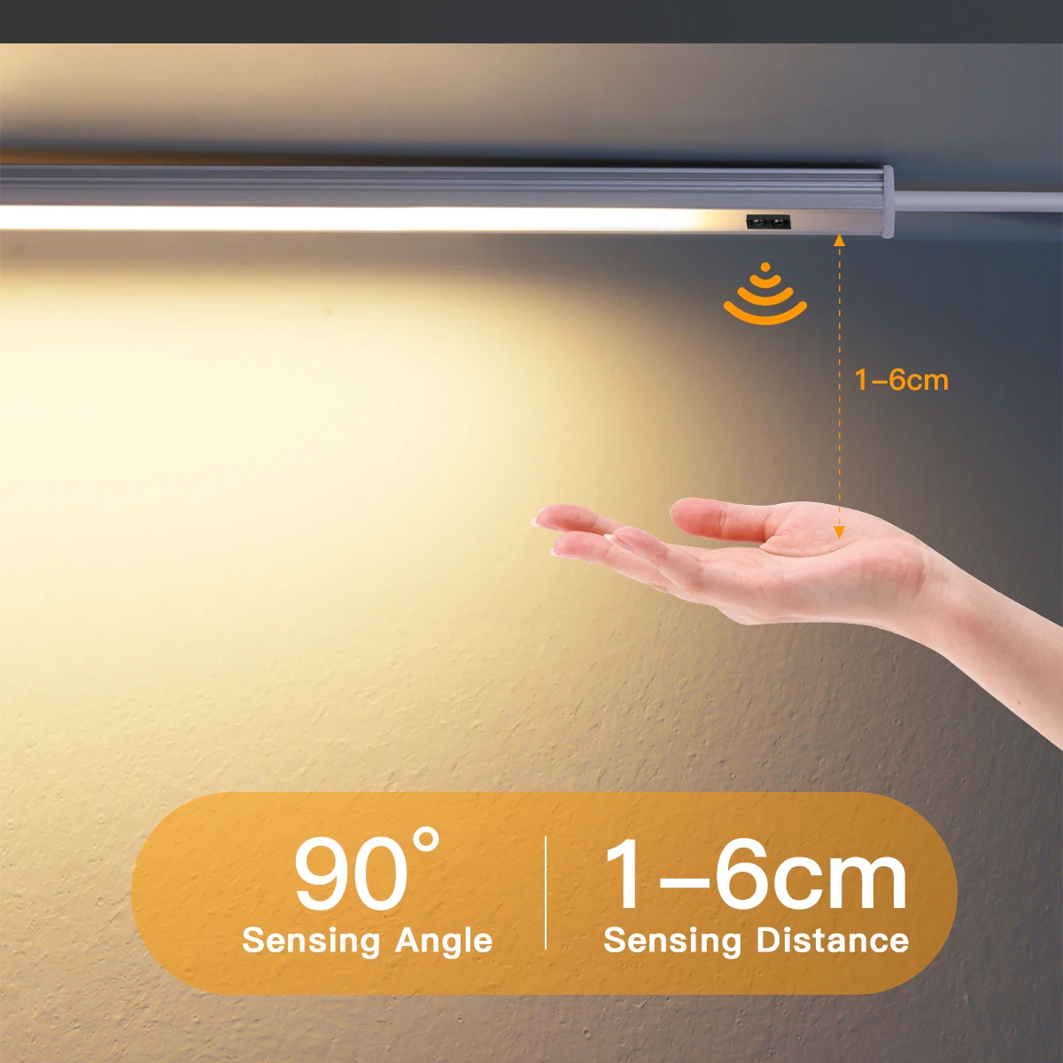 Under-Unit Light Kitchen LED Cabinet Light Bar Aluminium Bright Light Strip Non-Contact Motion Sensor Lamp For Cupboard Counter