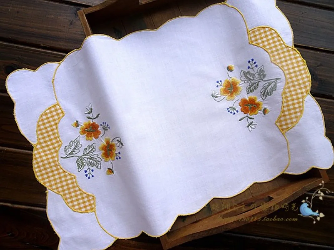 2 pçs algodão puro bordado placemat almofada decorativa vaso almofada 30x45cm