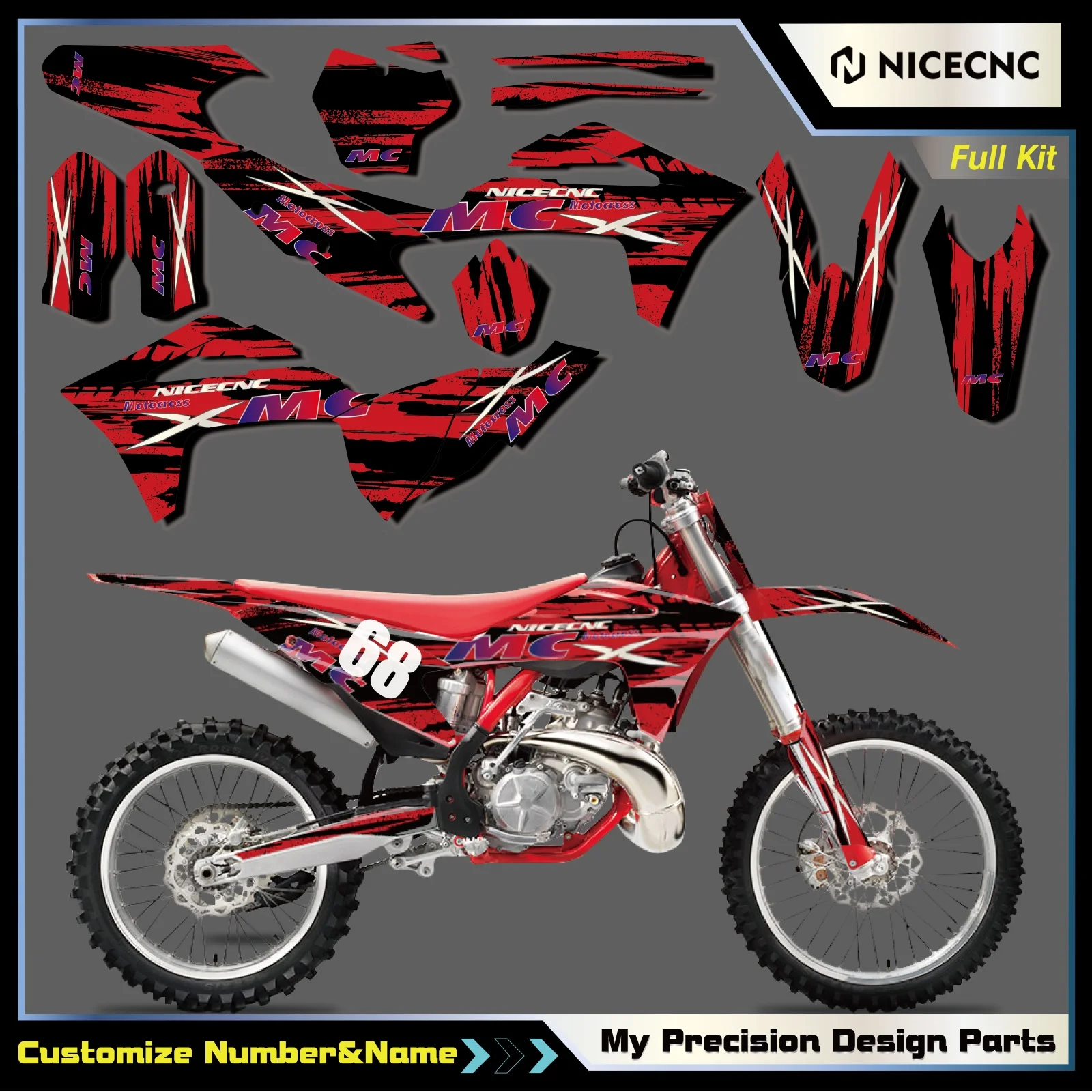 

For GasGas MC 125 MC 250 MC 300 MC250F MCF 350 450 2021 2022 2023 Motorcycle Graphics Background Decals Sticker Kit Customize