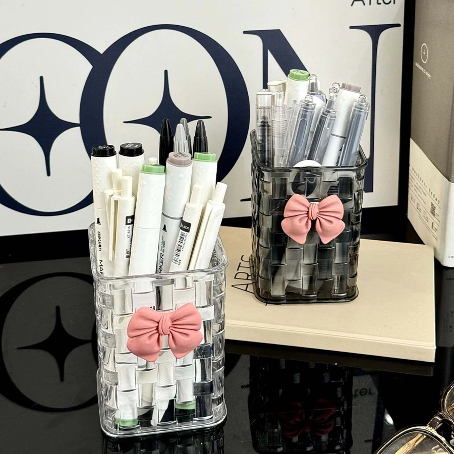 1/2 قطعة من فرشاة قلم الحواجب الشفافة الماسية، صندوق تخزين أحمر الشفاه، أداة قلم مكياج لتنظيم سطح المكتب، تخزين أكريليك