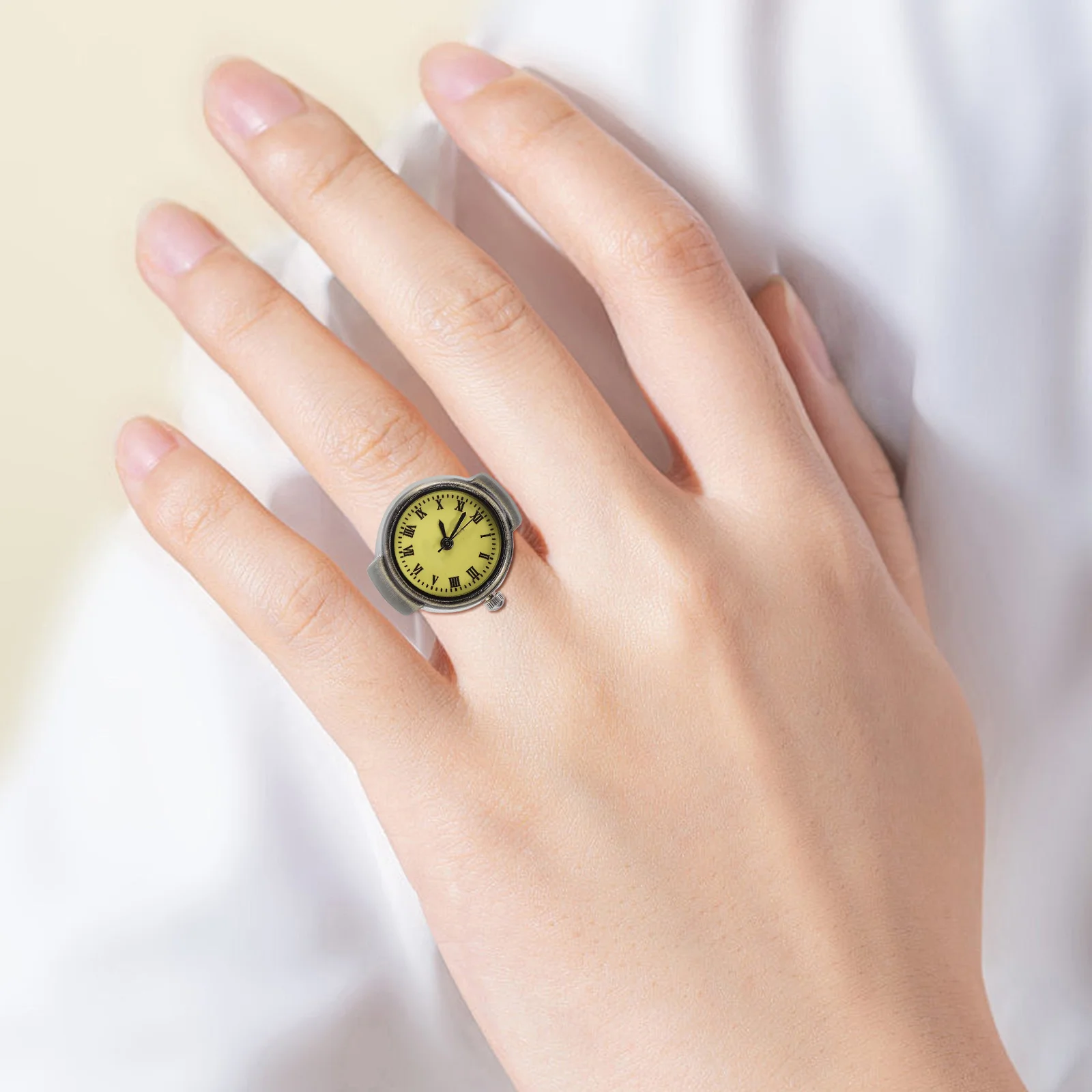 

2pcs Vintage Finger Ring Watch For Women Men Mini Quartz Round Dial Metal Retro Watches Small Exquisite Decorative Timepiece