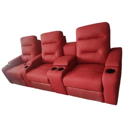 MANBAS Genuine Leather Sofa Set With POWER RECLINING SEATS, Theater Electric Recliner Couch Living Room Cinema Sofa Seating Room