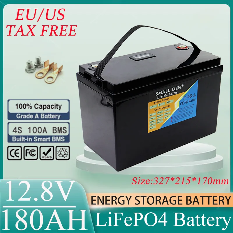 12V 180Ah lithium iron phosphate battery 12.8V 100ABMS A grade suitable for RV golf cart off-road off grid solar wind power batt