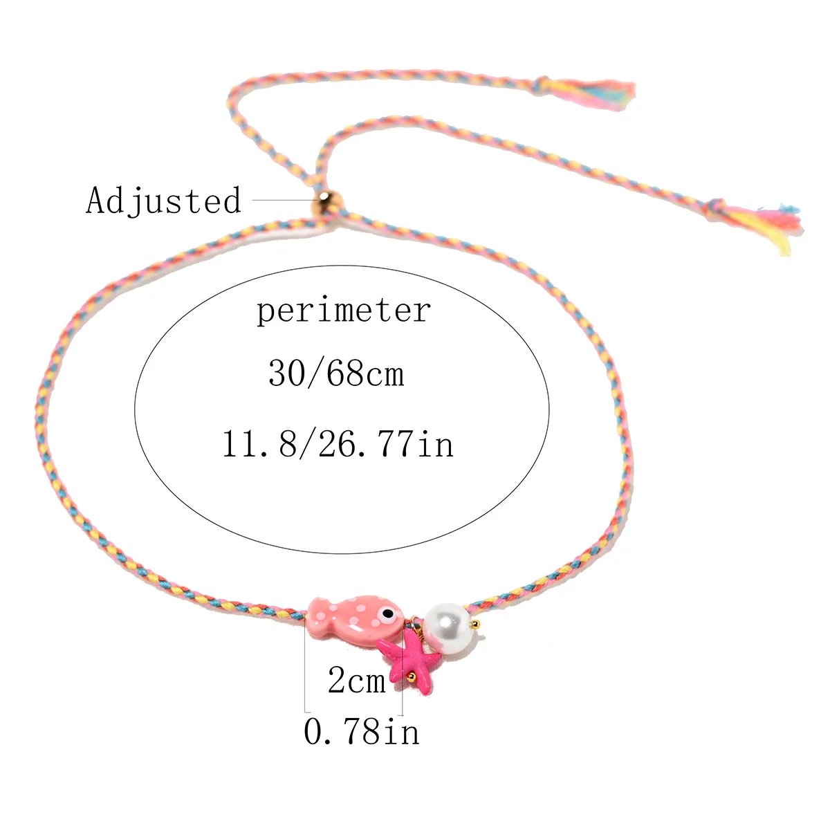 Colorful Bohemian Ceramic Fish Pendant Necklace for Women Adjustable Multicolored Rope Choker, Perfect for Summer Beach Vacation image 2