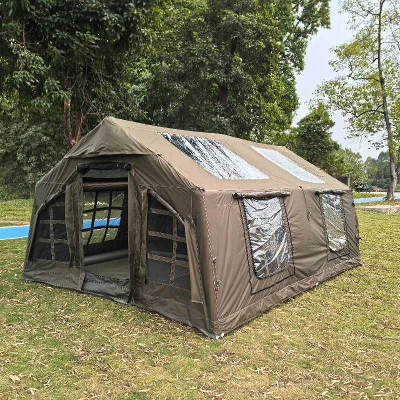 Luxury camping outdoor activities automatic instant cabin tent, spacious canvas design, built-in air pump