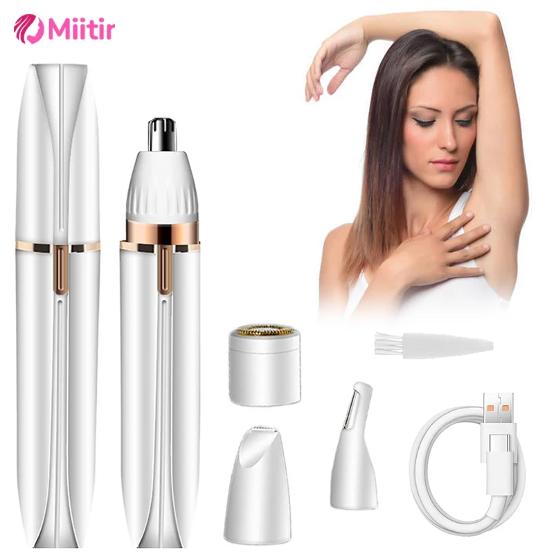 

4 IN 1 Electric Eyebrow Trimmer Women's Face Care Hair Removal Lipstick Shaver Electric Eyebrow Trimmer Shaver Hair Removal USB
