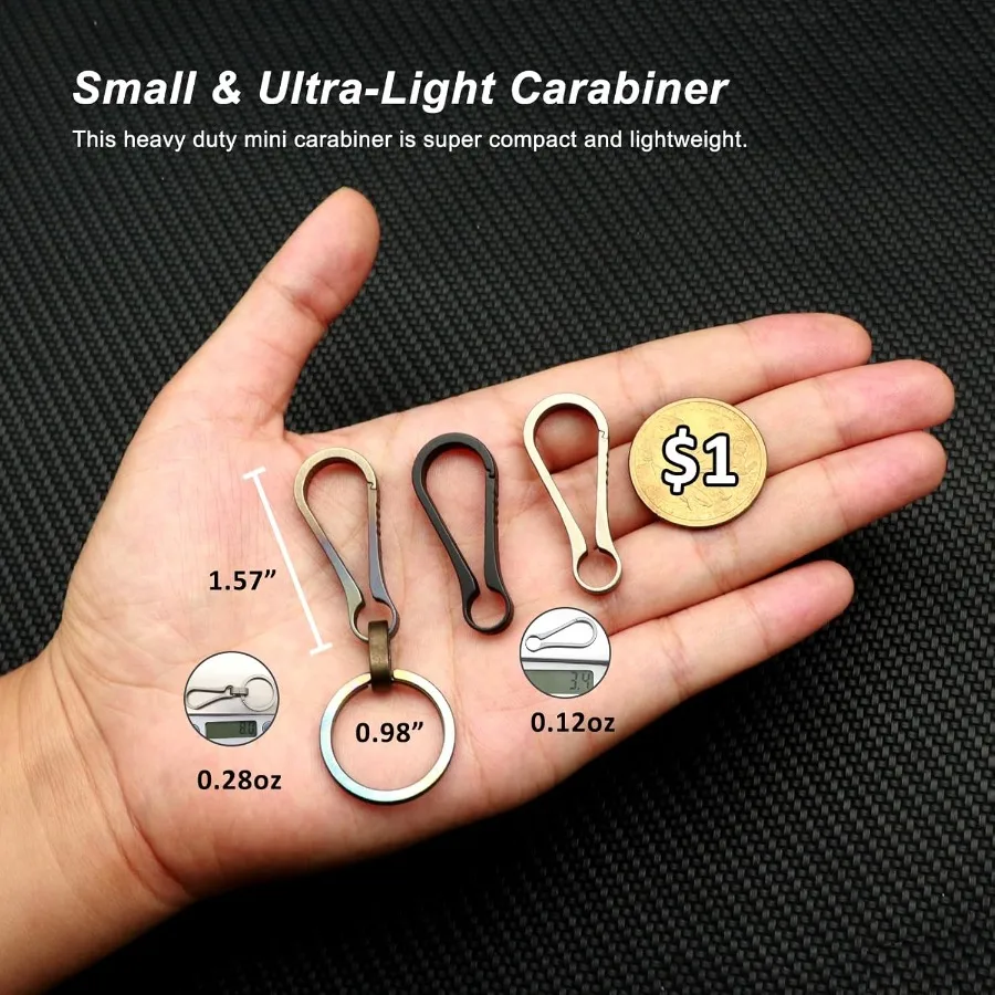 مشبك سلسلة مفاتيح صغير من التيتانيوم، حلقة تسلق شديدة التحمل لمشبك المفاتيح، سريع الإصدار، خفيف الوزن، مشبك قوي #5
