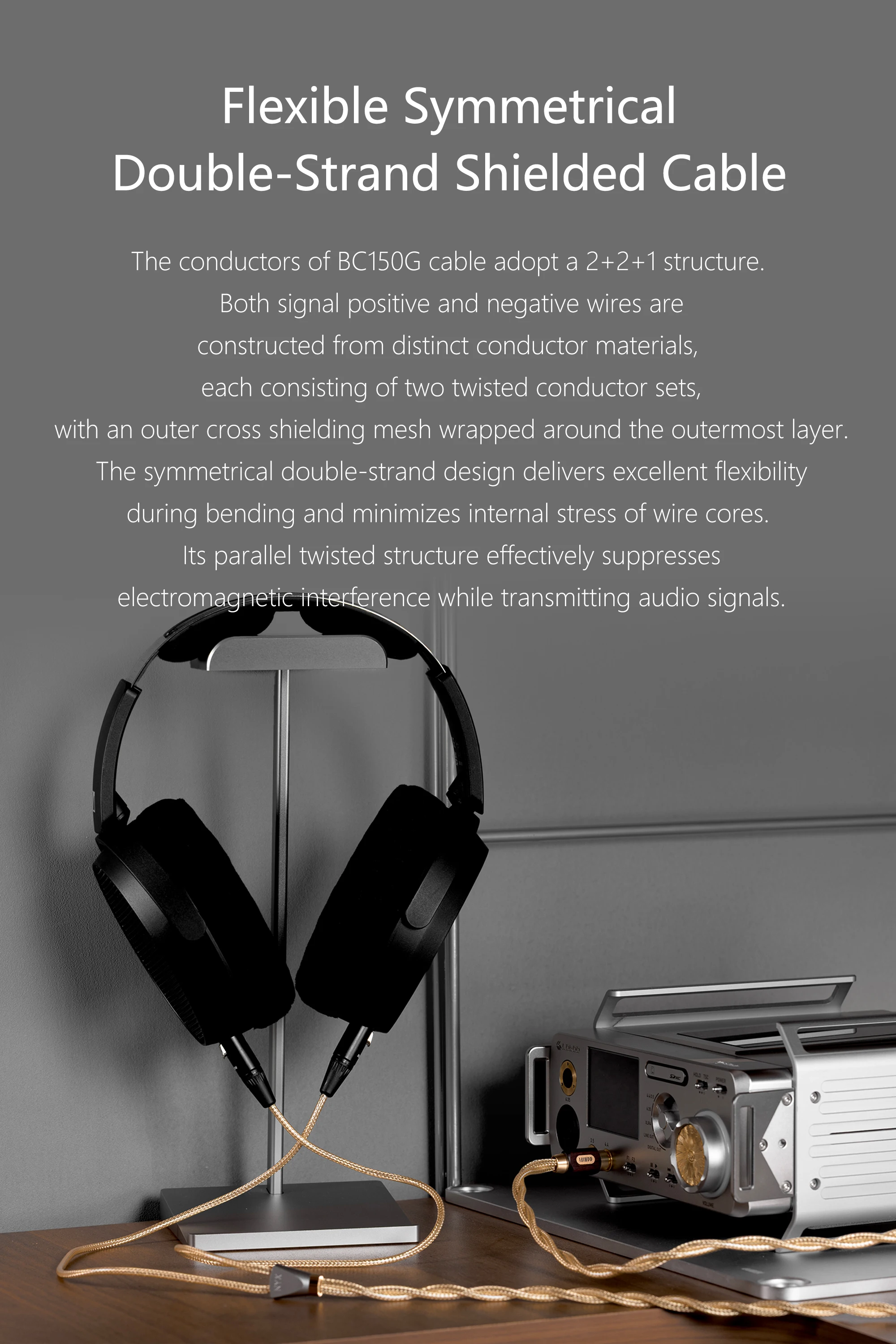 DD ddHiFi BC150G 4,4 mm symmetrisches Kopfhörer-Upgrade-Kabel, silberfarbenes OCC-Kupfer mit schwimmendem Schirm für Sennheiser Focal AT Sony & Co. – Detail 4