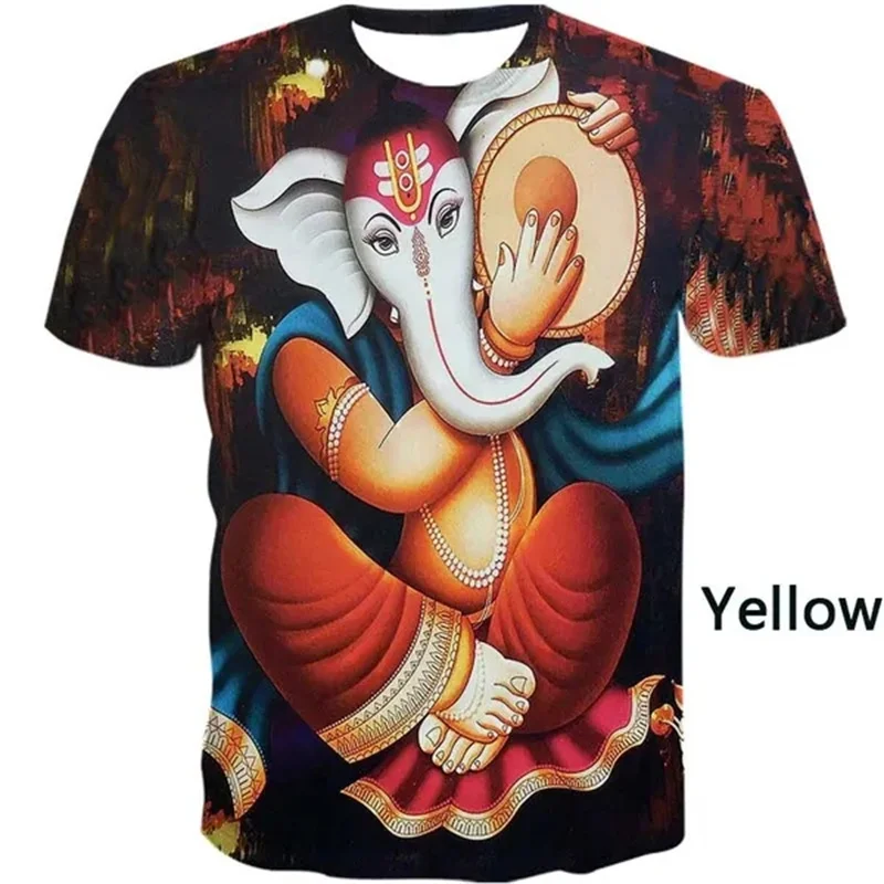 Ganesha Bless You Pattern T Shirt Hindu Elephant-headed God 3D Printed T-shirt Short Sleeve Men Women Clothing Streetwear Tops