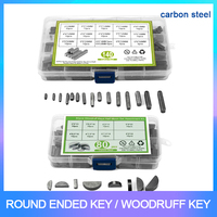 140PCS 80pcs Carbon Steel M3 M4 M5 M6 Round Ended Feather Key Drive Shaft Parallel Keys Kit 80pcs Woodruff Keys Half Moon Set