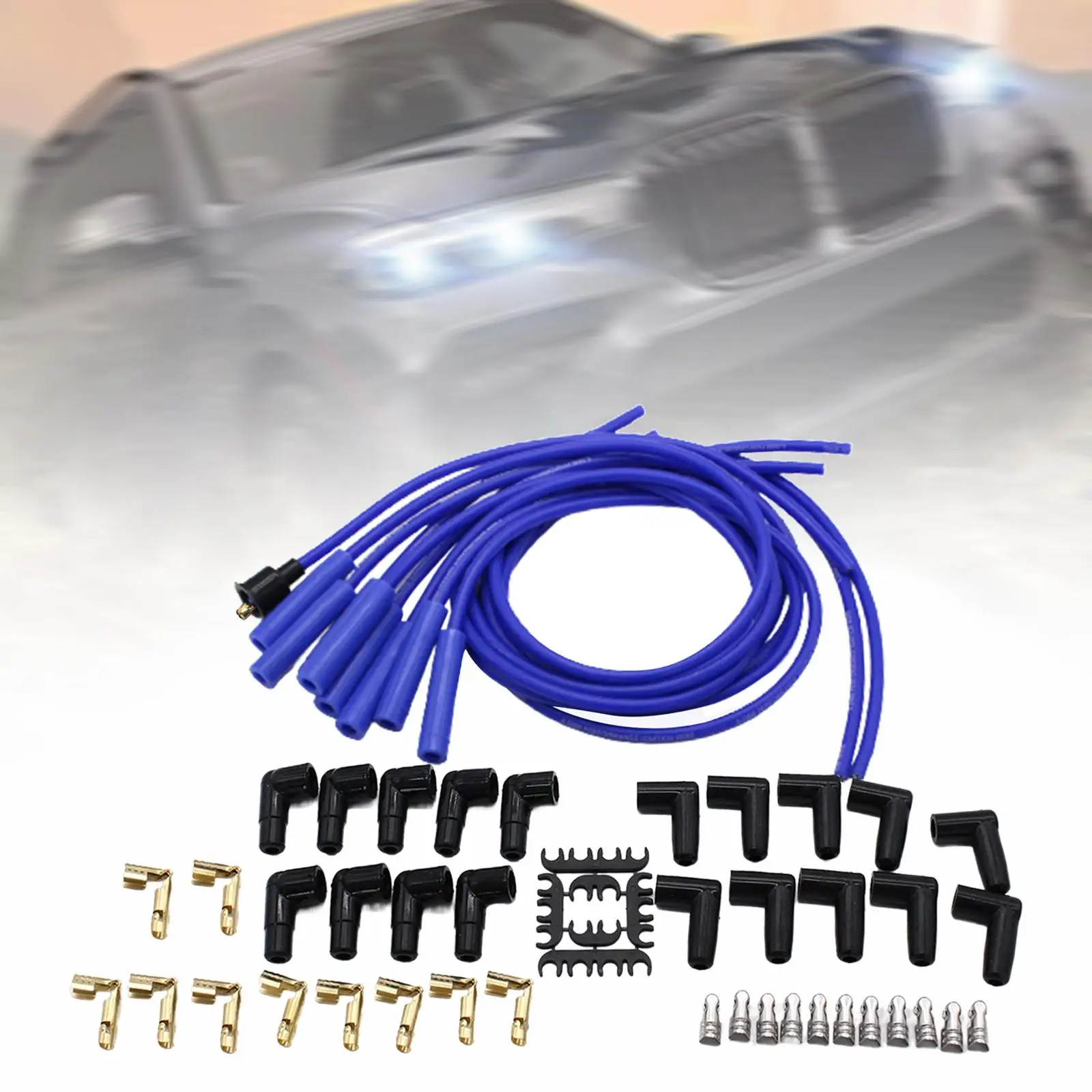 Universal 8mm Ignition Wire Set Spark Plug Cable 180 Degree Direct Mount Stable Performance Accessory Spare Parts