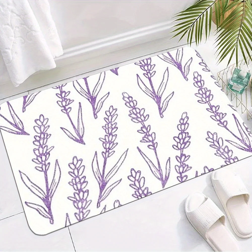 

Коврик с лавандовым цветочным узором — который можно стирать в машине, подходит для прихожей, гостиной и спальни.