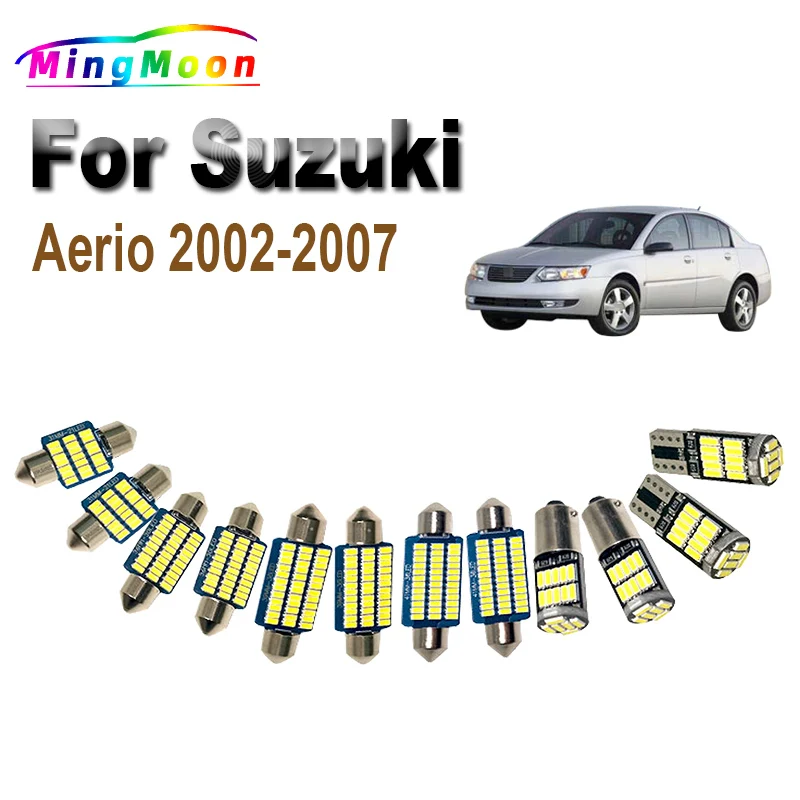 10Pcs Canbus LED Interior Map Dome Trunk Lights Kit For Suzuki Aerio 2002 2003 2004 2005 2006 2007 Car Led Bulbs No Error