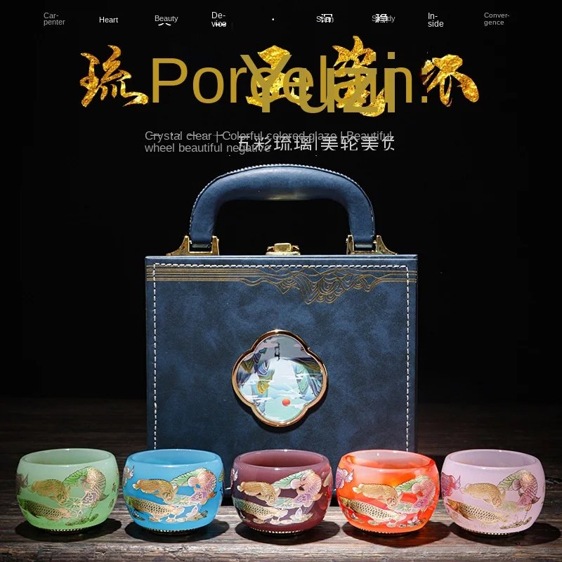 Gift boxed glass jade porcelain teacups personal master cup Kung Fu tea set drink teacups tea cups tea cups gifts. 2
