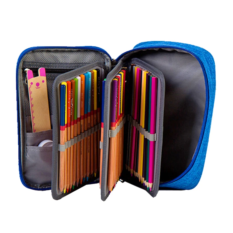 72 Kleur 120 Gat Grote Capaciteit Pennen Case Potlood Etui Wrap Kleurpotloodhouder Organizer Stationaire Tas Met Ritssluiting