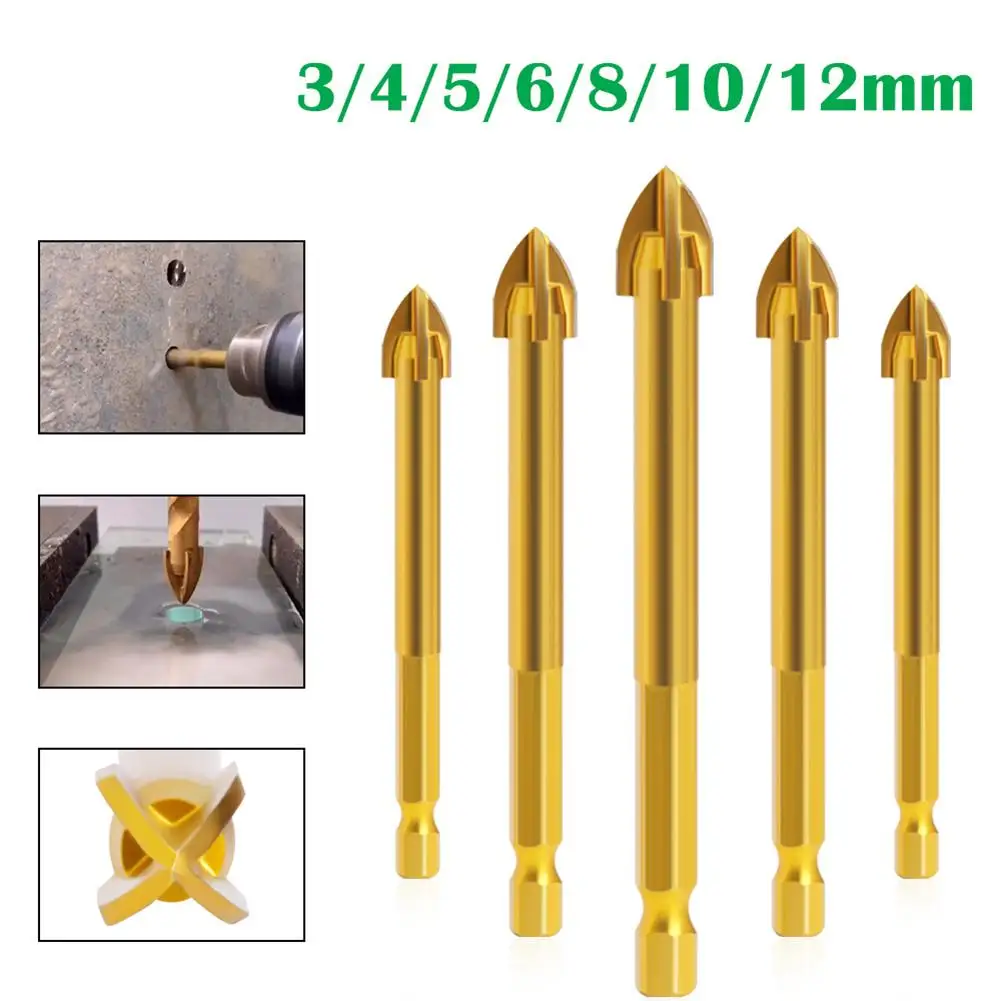 Hexagon Cross Galvanized Drill 3 4 5 6 8 10 12mm Drilling Drill For Ceramic Cement Wall Glass 6.35mm Shank Diameter dropshipping