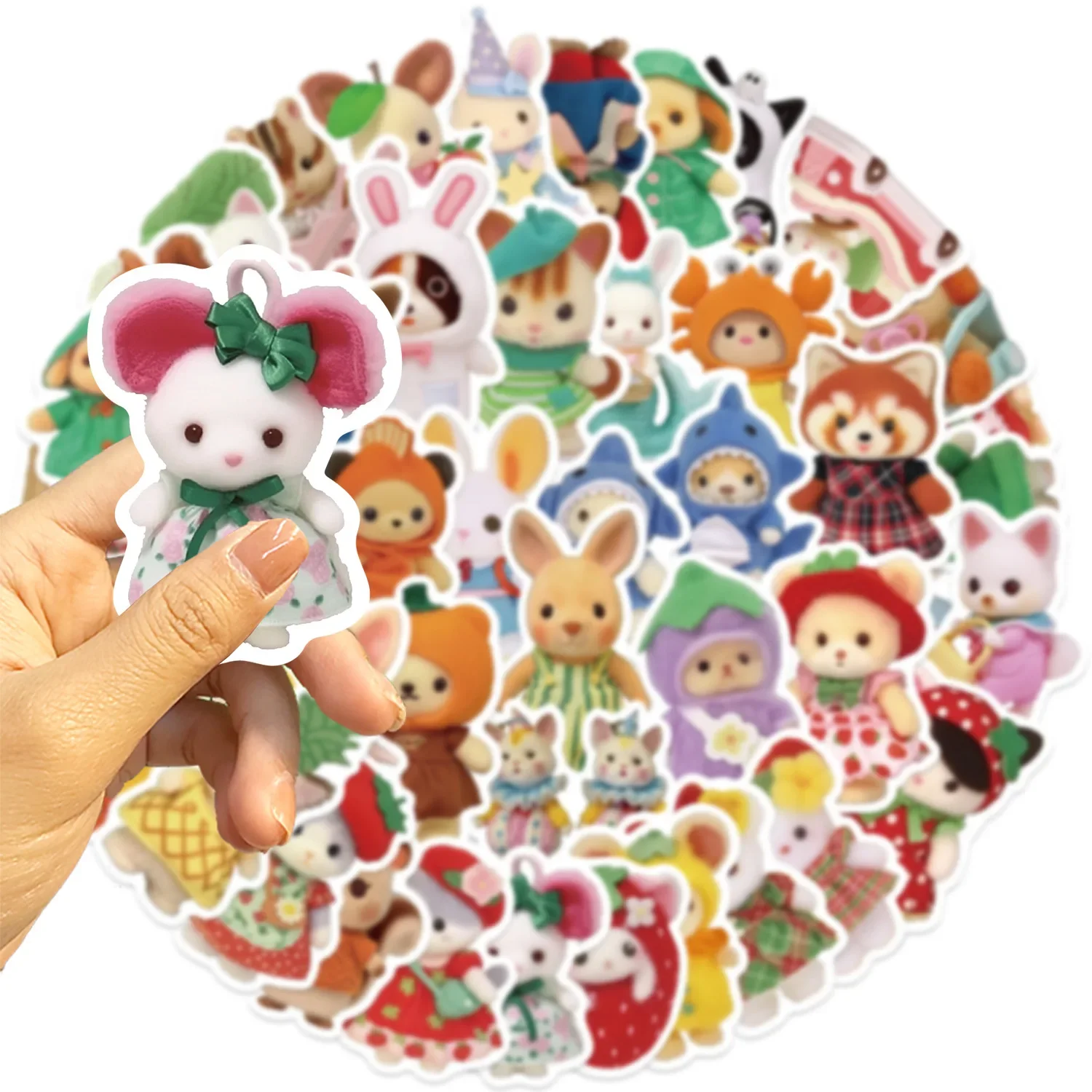 60PCS Fruit Critter Animal Stickers DIY Laptops Water Bottles Phones Decorative Stickers Toy Waterproof Vinyl Decals