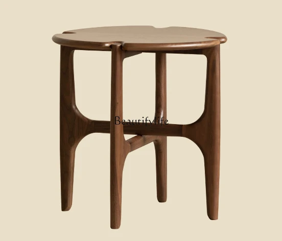 

Solid Wood Tea Side Table Black Walnut Mini Side Table Simple Shelf