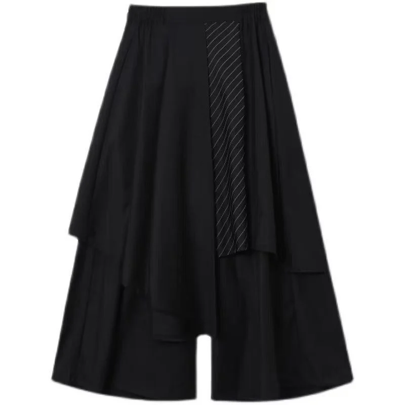 High Waist Loose Striped Color Block Fashionable Casual Pants Wide Leg Skirt Trousers Women's Bottom Wear Autumn 2023